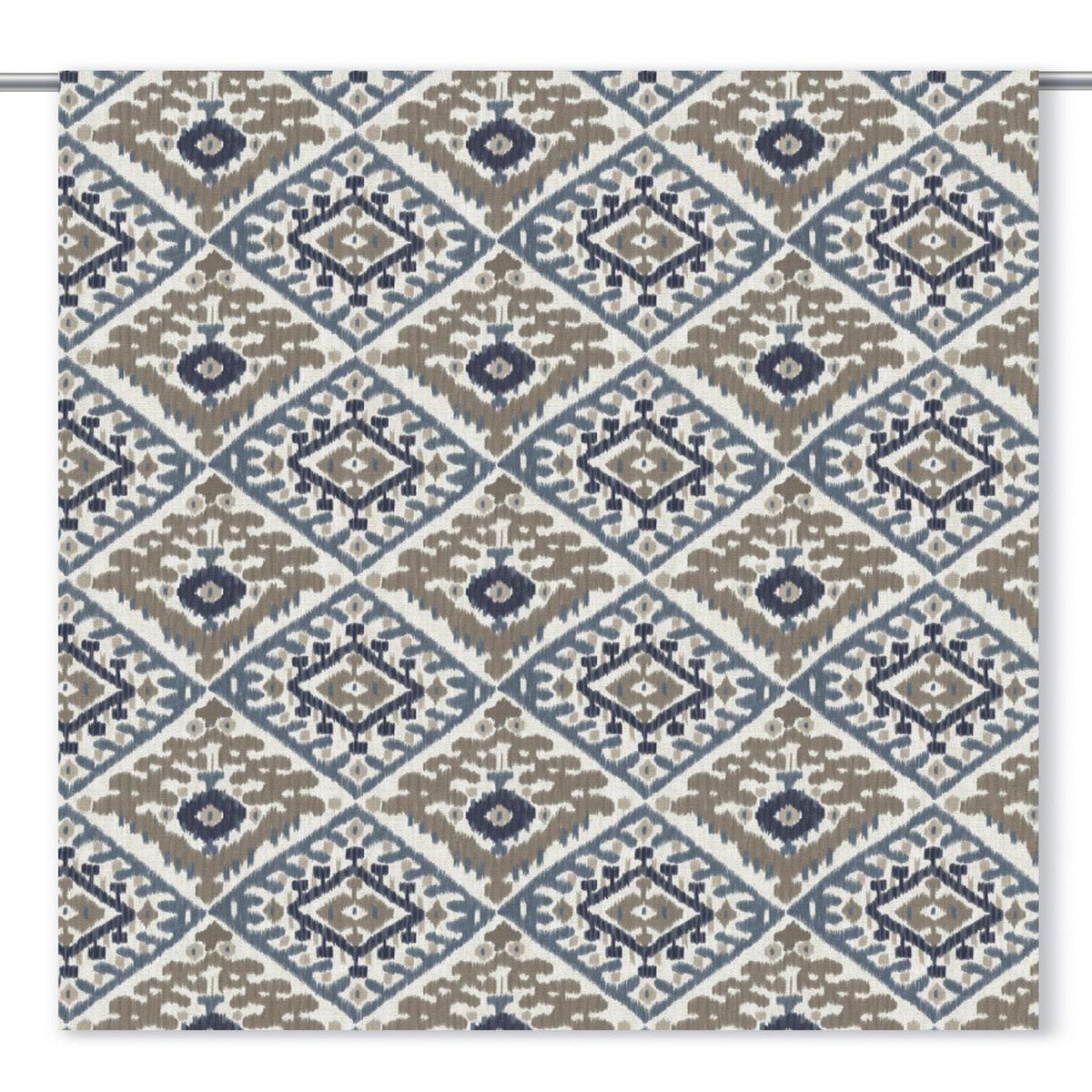 'Blushing Blue' Ikat Argyle Bespoke Window Blinds (Navy Blue/ Taupe/ Brown)