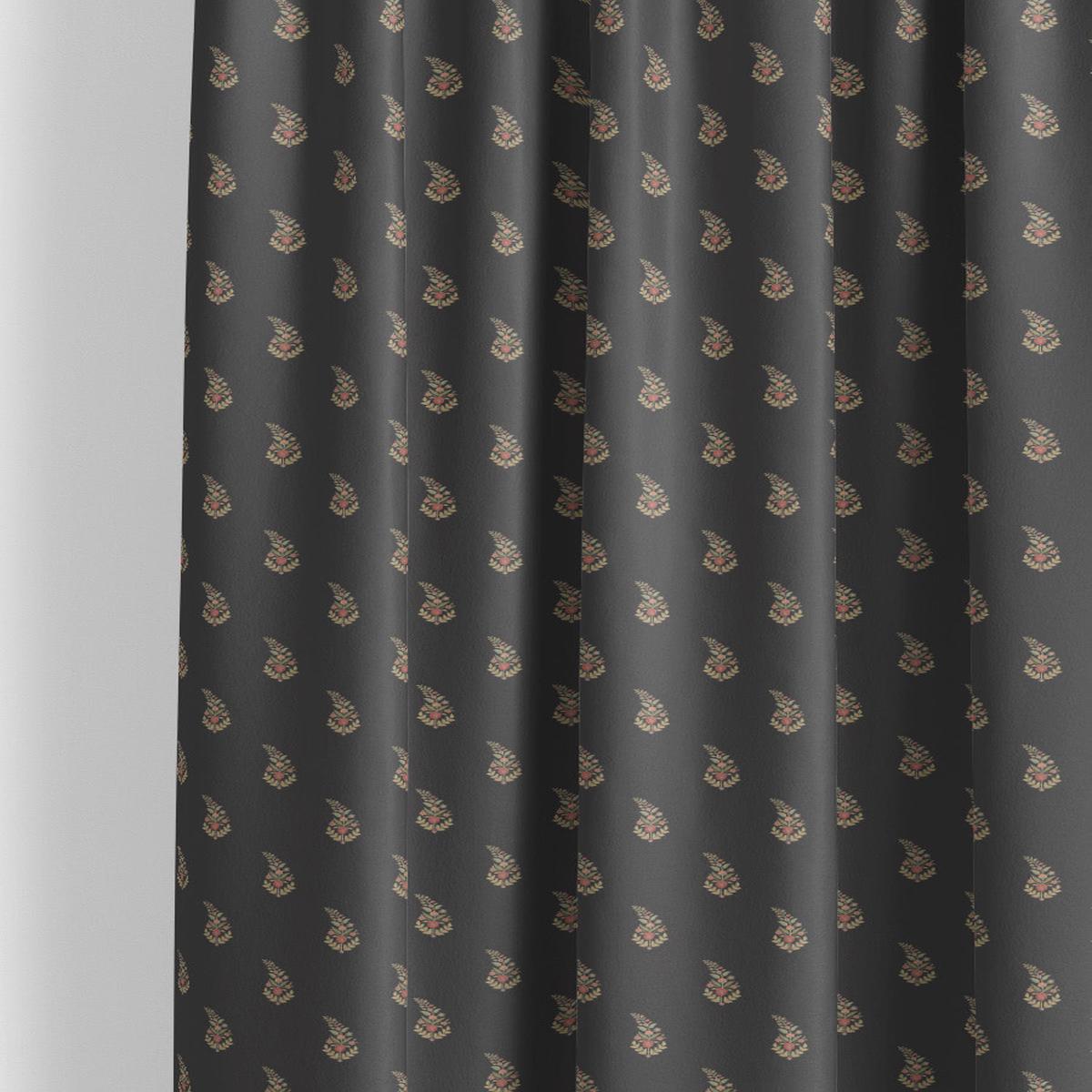 'Amyntas' Paisley Floral Block Print Velvet Bespoke Window Shades (Charcoal Gray/ Black)