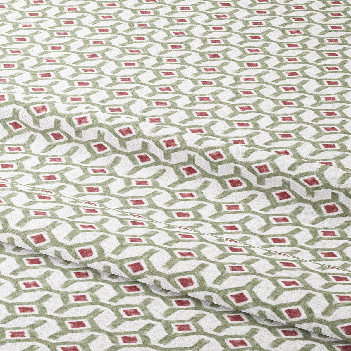 'Bassett Hall' Lattice Print Custom Roman Blinds (Pickle Green/ Maroon Red)