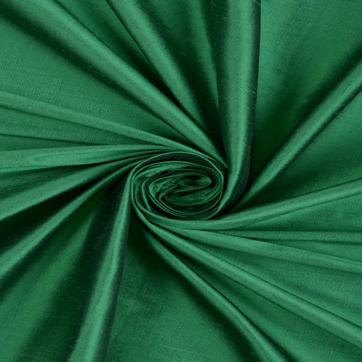 'Batik Leaf' Shantung Silk Custom Size Roman Shades (Emerald Green)