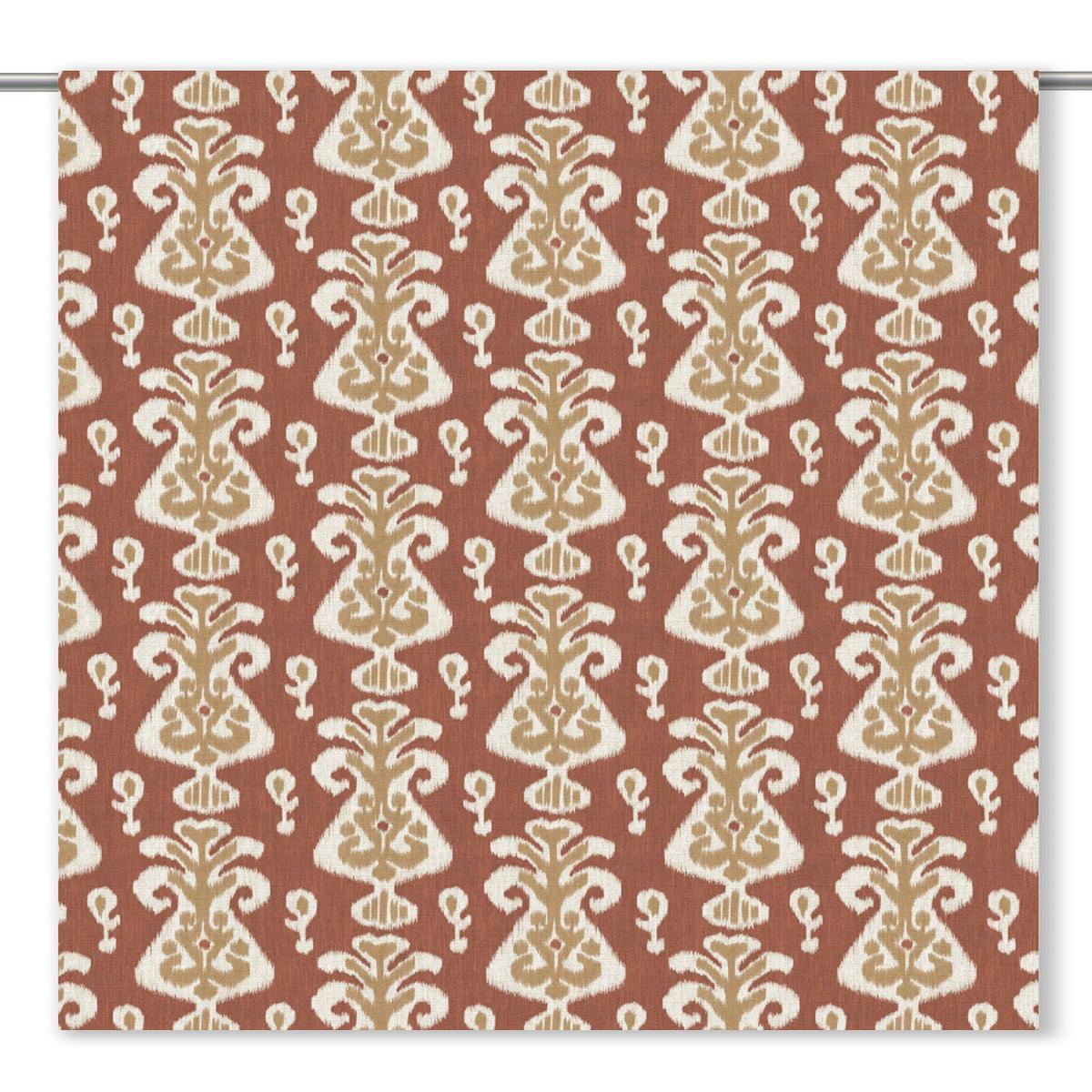 'Espresso Patch' Ikat Floral Bespoke Fabric Blinds (Burnt Orange/ Khaki Beige)